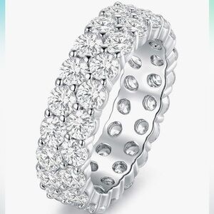 18K White Gold Plated round cut cubic Zirconia All-Around Band